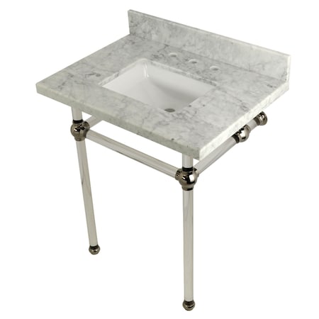 Kingston Brass 30X22 Marble Vanity Top W/ Acrylic Feet Combo, Marble/Nickel KVPB30MASQ6